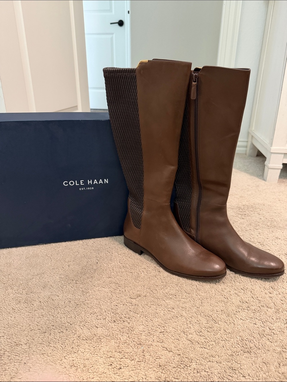 Cole Haan Brown Leather Over-The-Knee Riding Boots